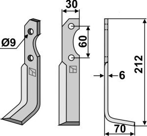 Freesmes 212x30mm, rechts