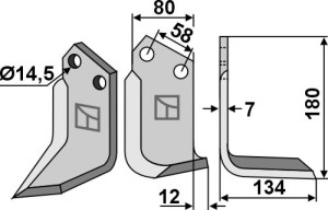 Freesmes 180x80mm, rechts