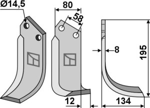 Freesmes 195x80mm, rechts
