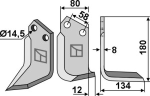 Freesmes 180x80mm, rechts