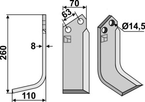 Freesmes 260x70mm, links