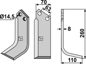 Freesmes 260x70mm, rechts