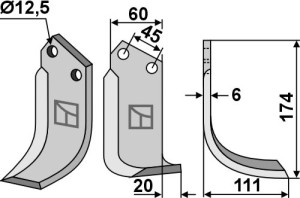 Freesmes 174x60mm, rechts