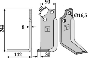 Freesmes 244x90mm, links
