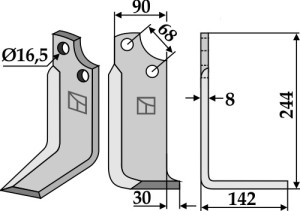 Freesmes 244x90mm, rechts