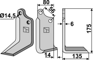 Freesmes 175x80mm, rechts
