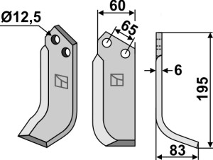 Freesmes 195x60mm, rechts