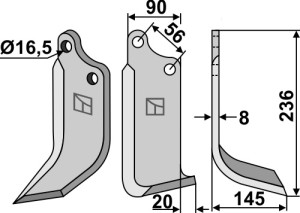 Freesmes 236x09mm, rechts