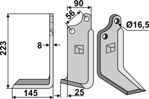 Freesmes 223x90mm, links