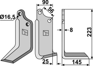 Freesmes 223x90mm, rechts