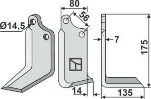 Freesmes 175x80mm, rechts