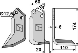 Freesmes 174x60mm, rechts