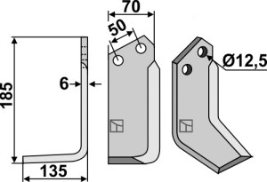 Freesmes 185x70mm, links