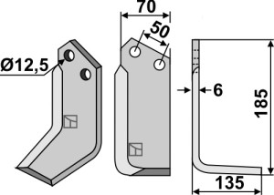Freesmes 185x70mm, rechts