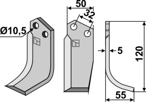 Freesmes 120x50mm, rechts