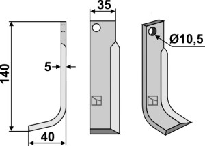 Freesmes 140x35mm, links