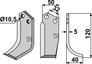 Freesmes 120x50mm, rechts