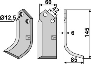 Freesmes 145x60mm, rechts