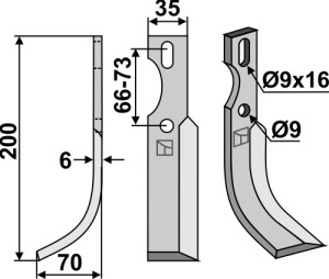Universeel freesmes 200x35mm, links