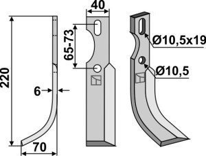 Universeel freesmes 220x40mm, links
