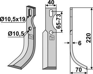 Universeel freesmes 220x40mm, rechts