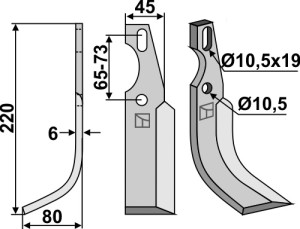 Universeel freesmes 220x45mm, links