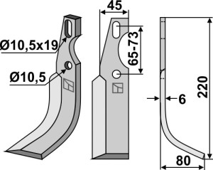 Universeel freesmes 220x45mm, rechts