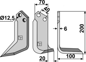 Freesmes 200x70mm, rechts