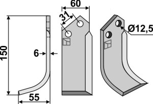 Freesmes 150x60mm, links