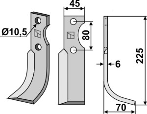 Freesmes 225x45mm, rechts