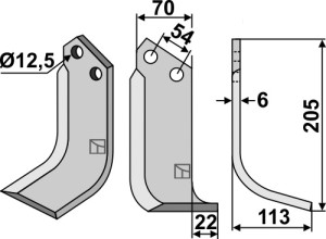 Freesmes 205x70mm, rechts