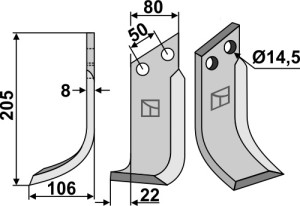 Freesmes 205x80mm, links