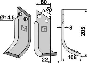 Freesmes 205x80mm, rechts
