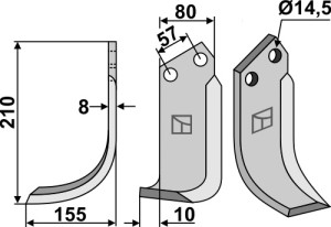 Freesmes 210x80mm, links