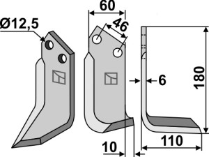 Freesmes 180x60mm, rechts