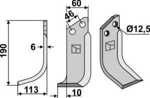 Freesmes 190x60mm, links