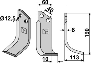 Freesmes 190x60mm, rechts