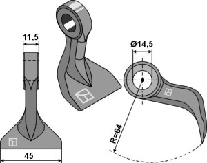 Hamerklepel 45x11,5mm