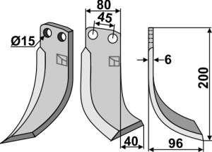 Freesmes 200x80mm, rechts