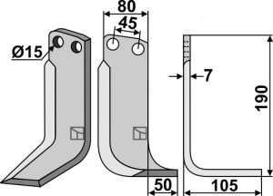 Freesmes 190x80mm, rechts