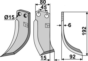 Freesmes 192x80mm, rechts