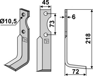 Freesmes 218x45mm, rechts