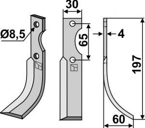 Freesmes 197x30mm, rechts