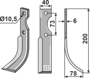 Freesmes 205x40mm, rechts