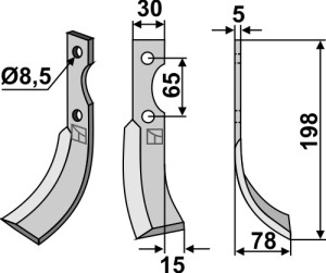 Freesmes 198x30mm, rechts