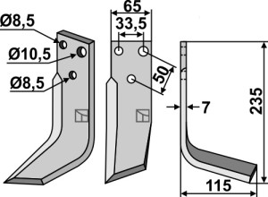 Freesmes 235x65mm, rechts
