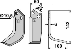 Freesmes 142x50mm, rechts