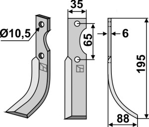 Freesmes 195x35mm, rechts