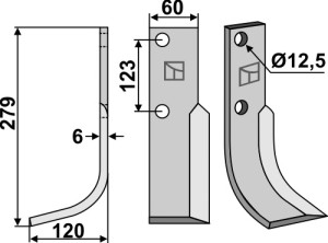Freesmes 279x60mm, links