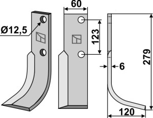 Freesmes 279x60mm, rechts